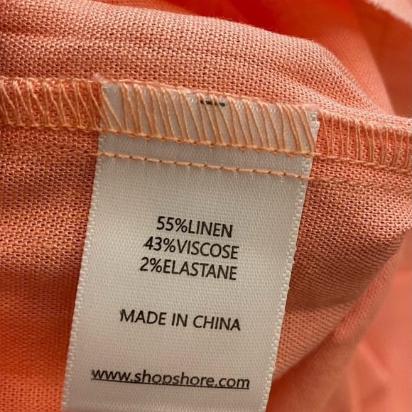 Shore Women’s Coral Button-Up Cropped Short Sleeve Shirt Linen Viscose NEW small - Picture 10 of 12